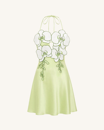 Orchid Embroidered Halter Mini Dress - White