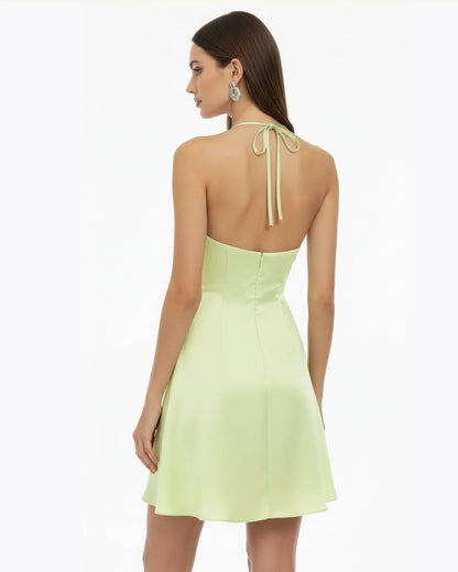 Orchid Embroidered Halter Mini Dress - White