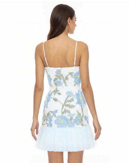 Floral Sling Mini Dress - Rose Pink