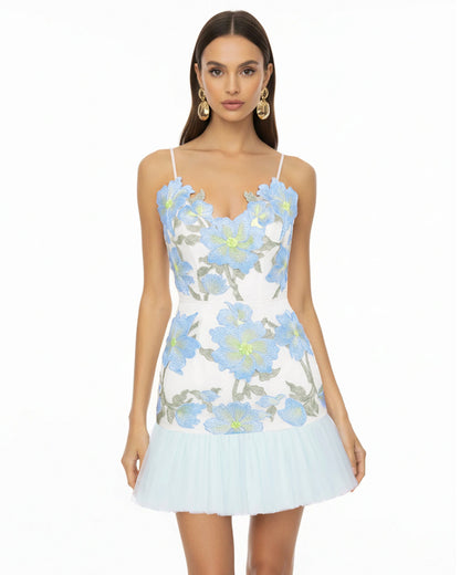 Floral Sling Mini Dress - Rose Pink