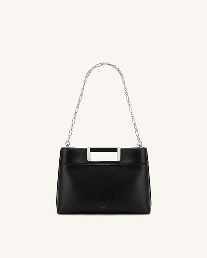 Elodie Chain Handle Top Handle Bag - Black