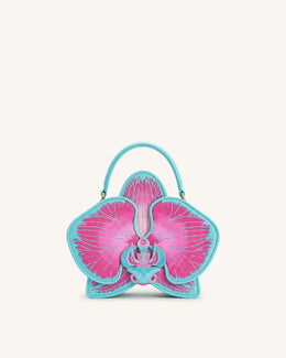 Flora Orchid Shaped Top Handle Bag - Pink Blue