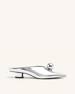 Helena Gold Sphere Pointed Toe Mules - Silver