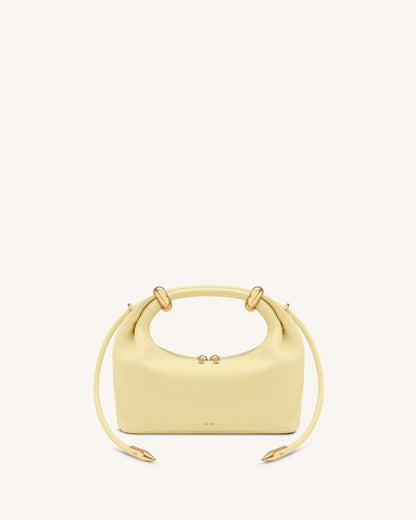 Ellie Metal Ring Embellished Top Handle Bag - Lemon Yellow