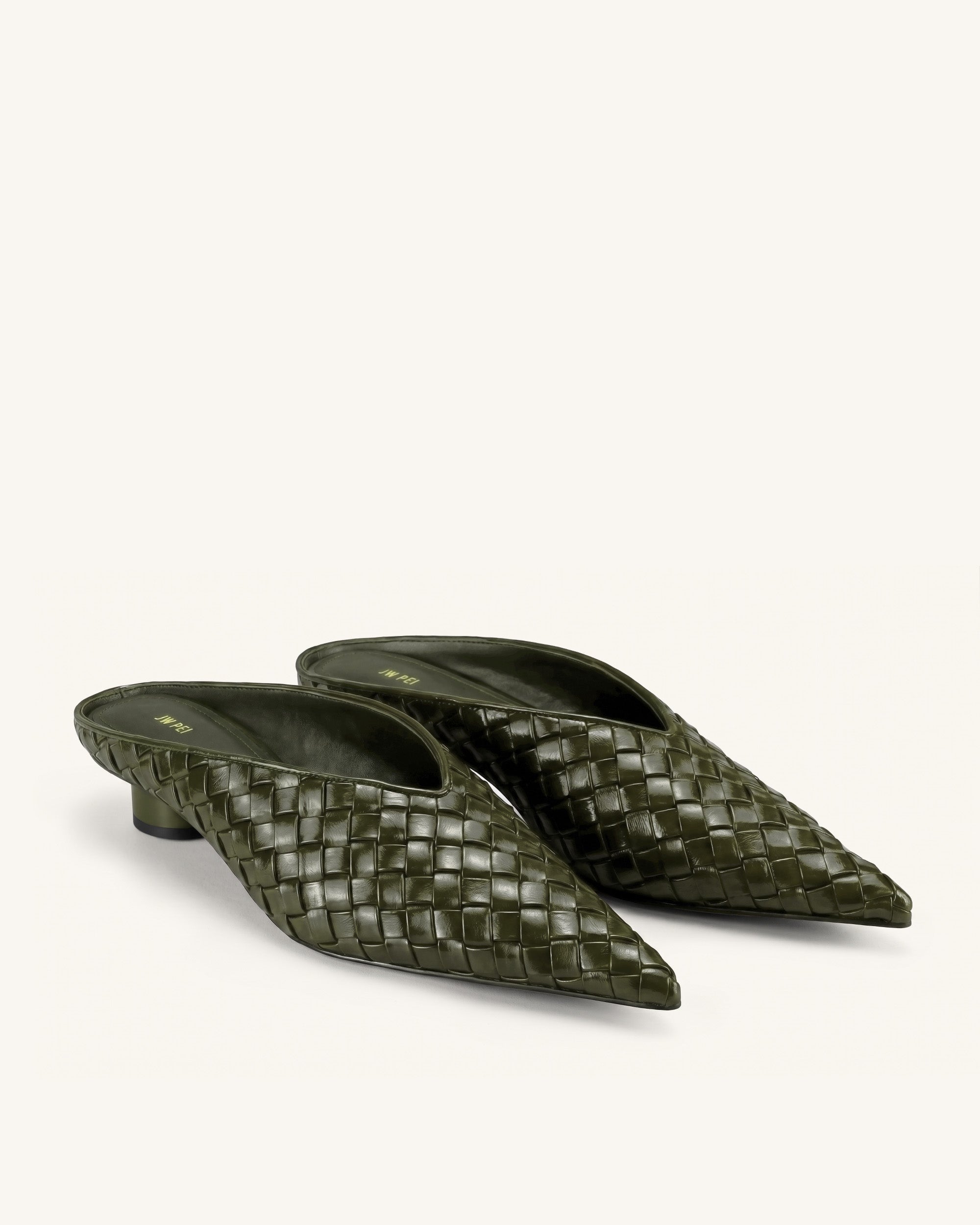 Helena Woven Textured Pointed Toe Mules - Black