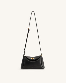 Greta Twist-Lock Crossbody Bag - Black