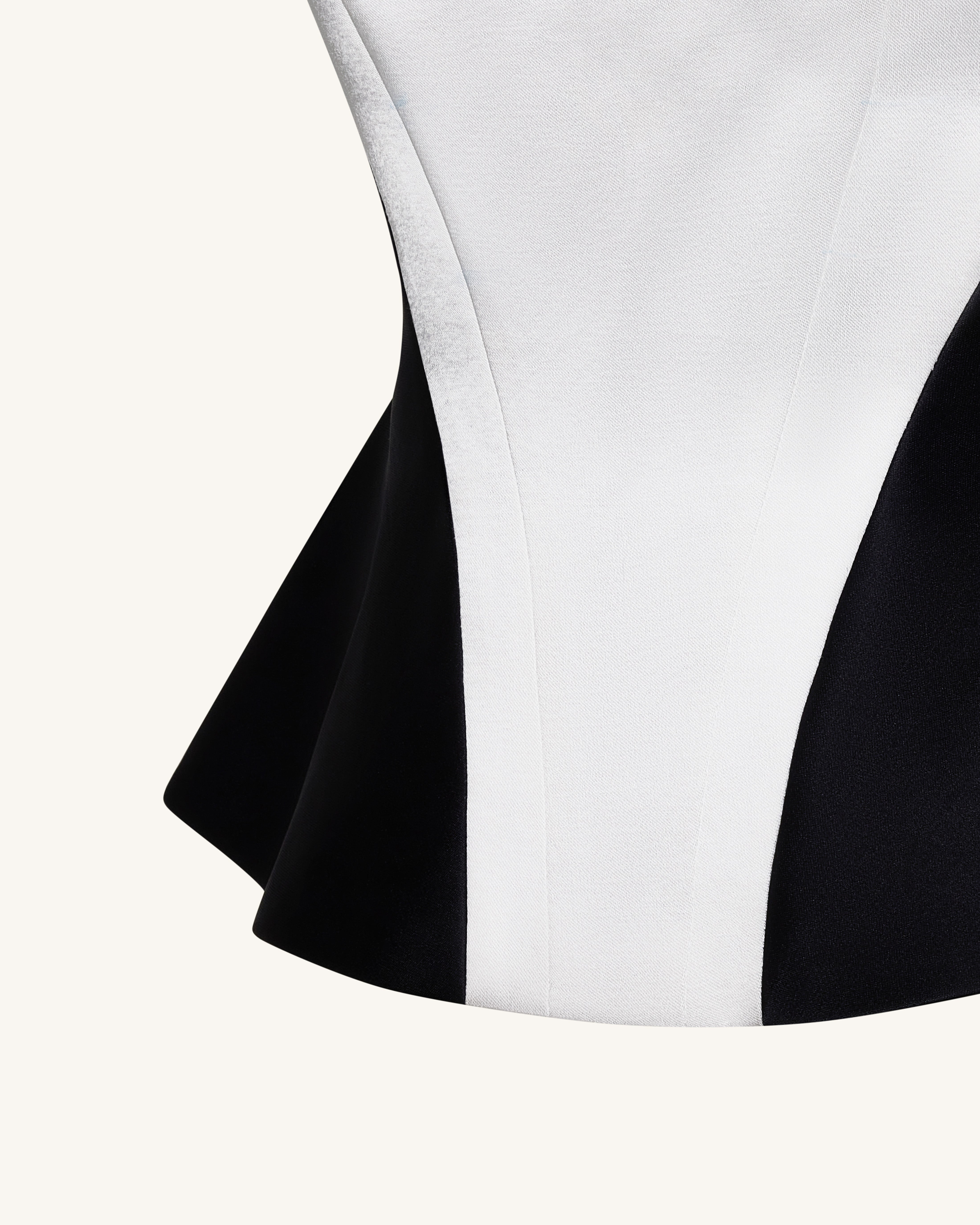 Monochrome Paneled Square-Neck Peplum Top - Black