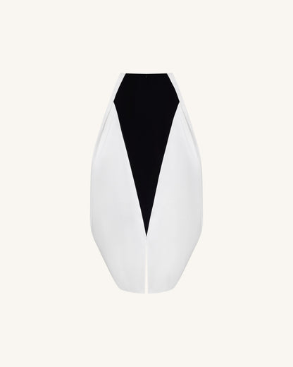 Monochrome Paneled Structured Pannier Maxi Skirt - Black