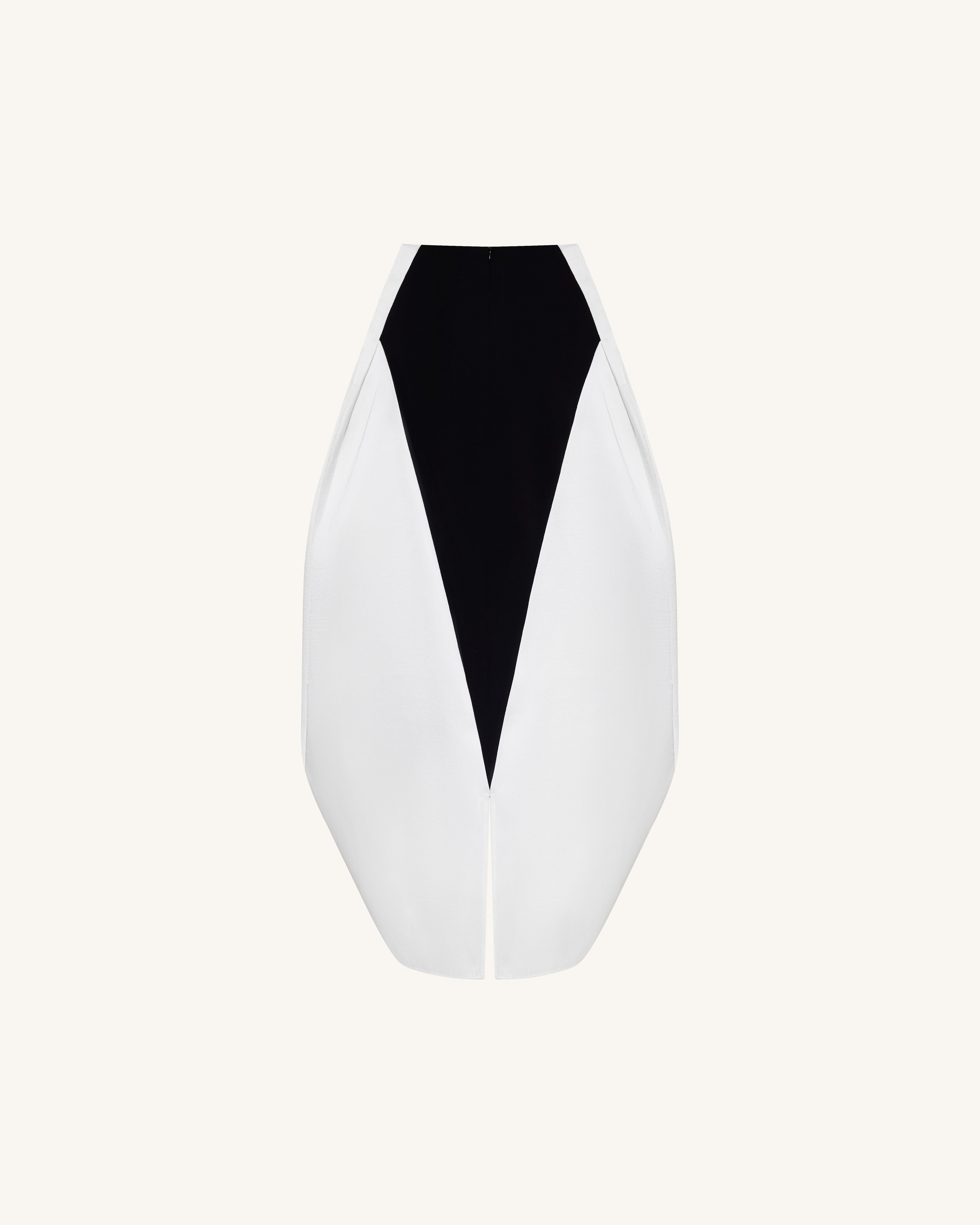 Monochrome Paneled Structured Pannier Maxi Skirt - Black