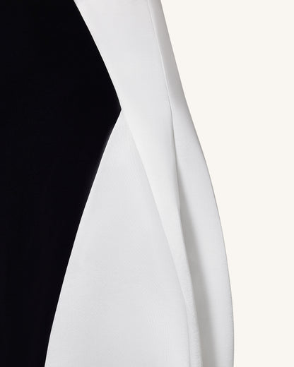 Monochrome Paneled Structured Pannier Maxi Skirt - Black