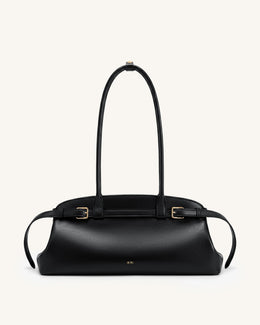 Arden Belt Detail East-West Shoulder Bag - Black