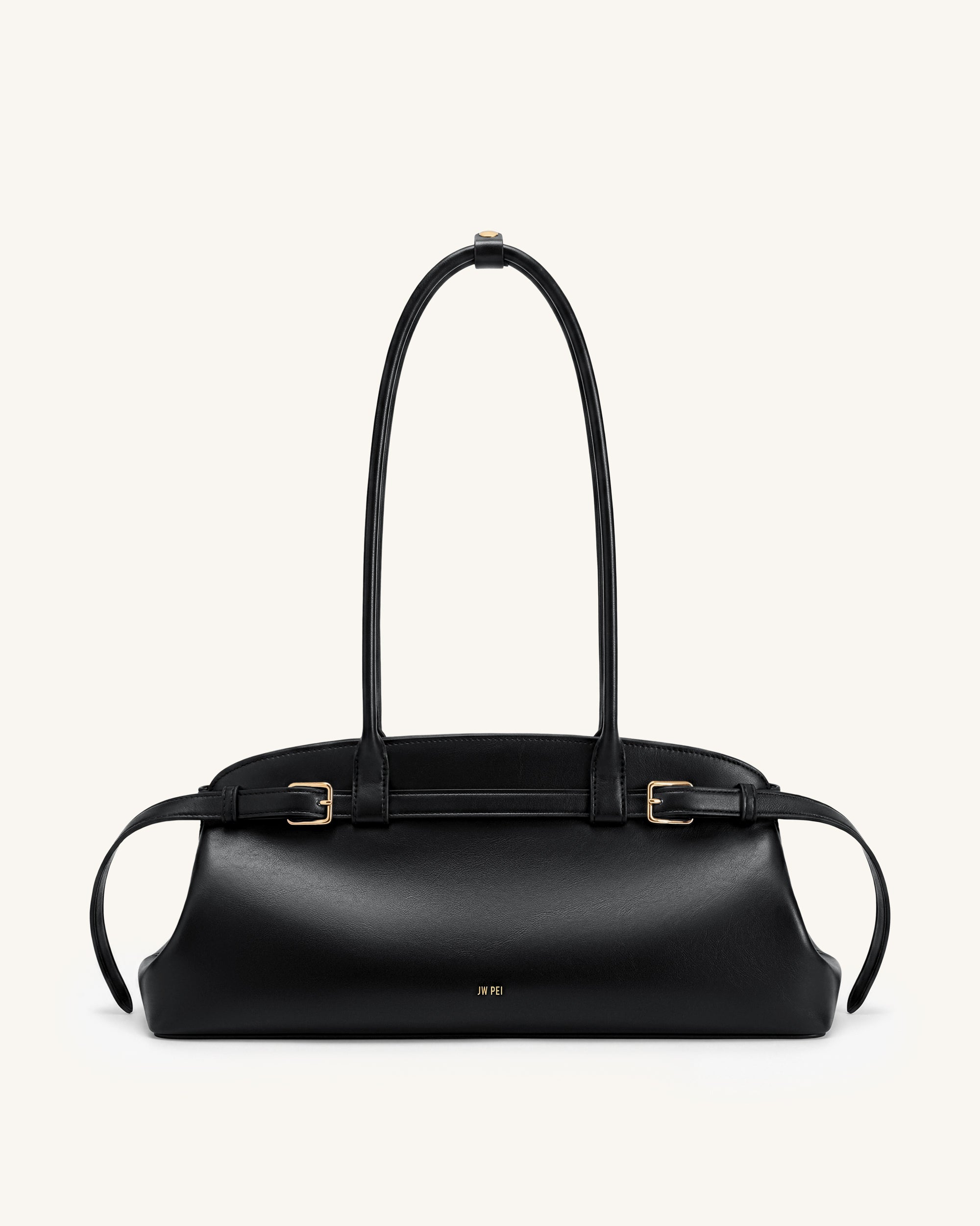 Arden Belt Detail East-West Shoulder Bag - Dark Brown