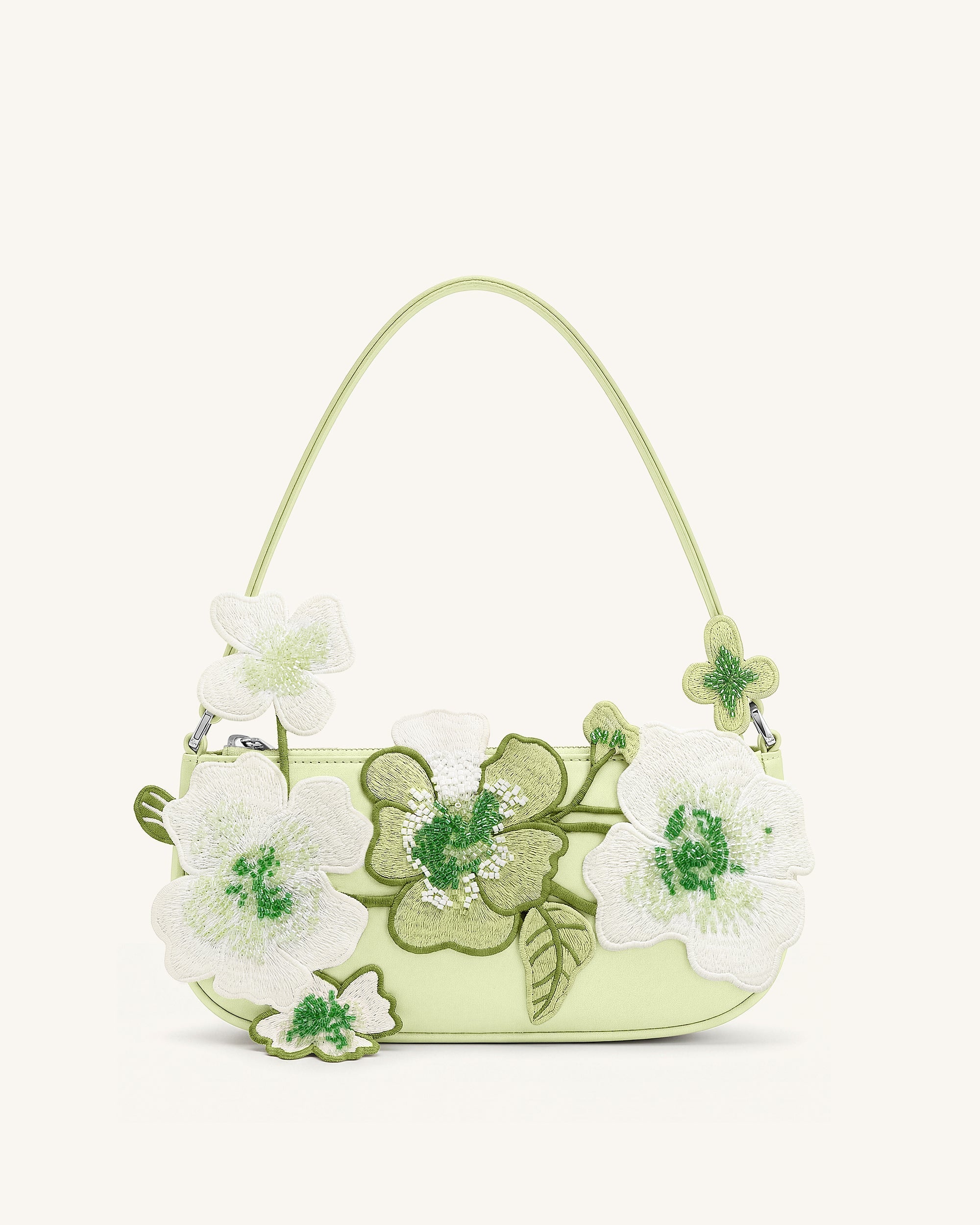 Leona Bead Embellished Shoulder Bag - Light Green