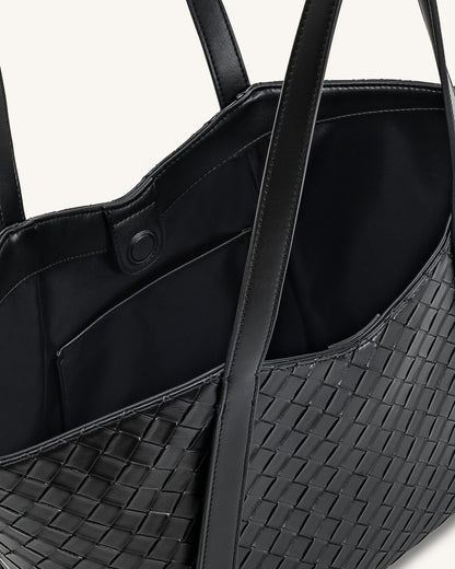 Kiana Large Capacity Weave Texture Tote Bag - Dark Olive