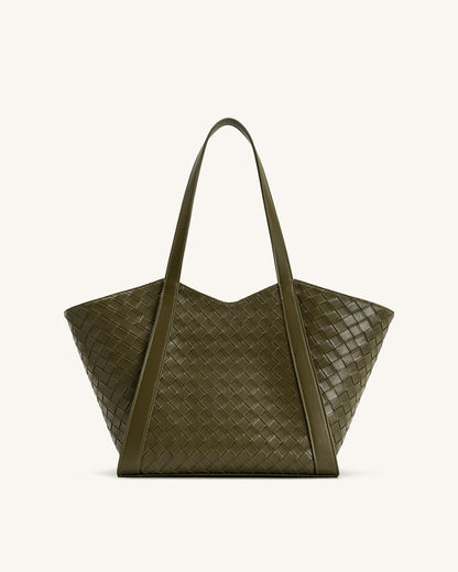 Kiana Large Capacity Weave Texture Tote Bag - Black