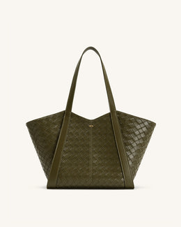 Kiana Large Capacity Weave Texture Tote Bag - Dark Olive