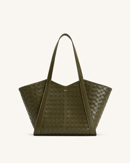 Kiana Large Capacity Weave Texture Tote Bag - Black