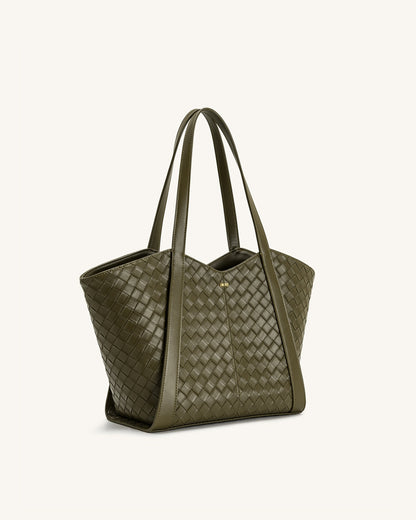 Kiana Large Capacity Weave Texture Tote Bag - Black