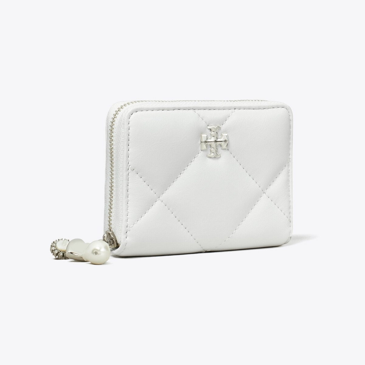 Small Kira Diamond Quilt Distressed Charm Zip-Around Wallet