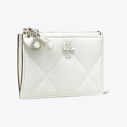 Kira Diamond Quilt Distressed Charm Zip Card Case