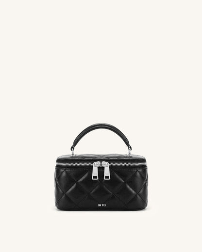 Vivienne Quilted Vanity Top Handle Bag - Navy