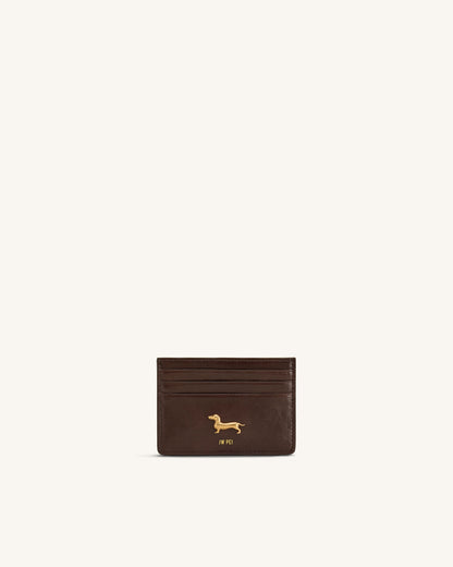 Maeve Dachshund Metal Emblem Card Holder - Chocolate