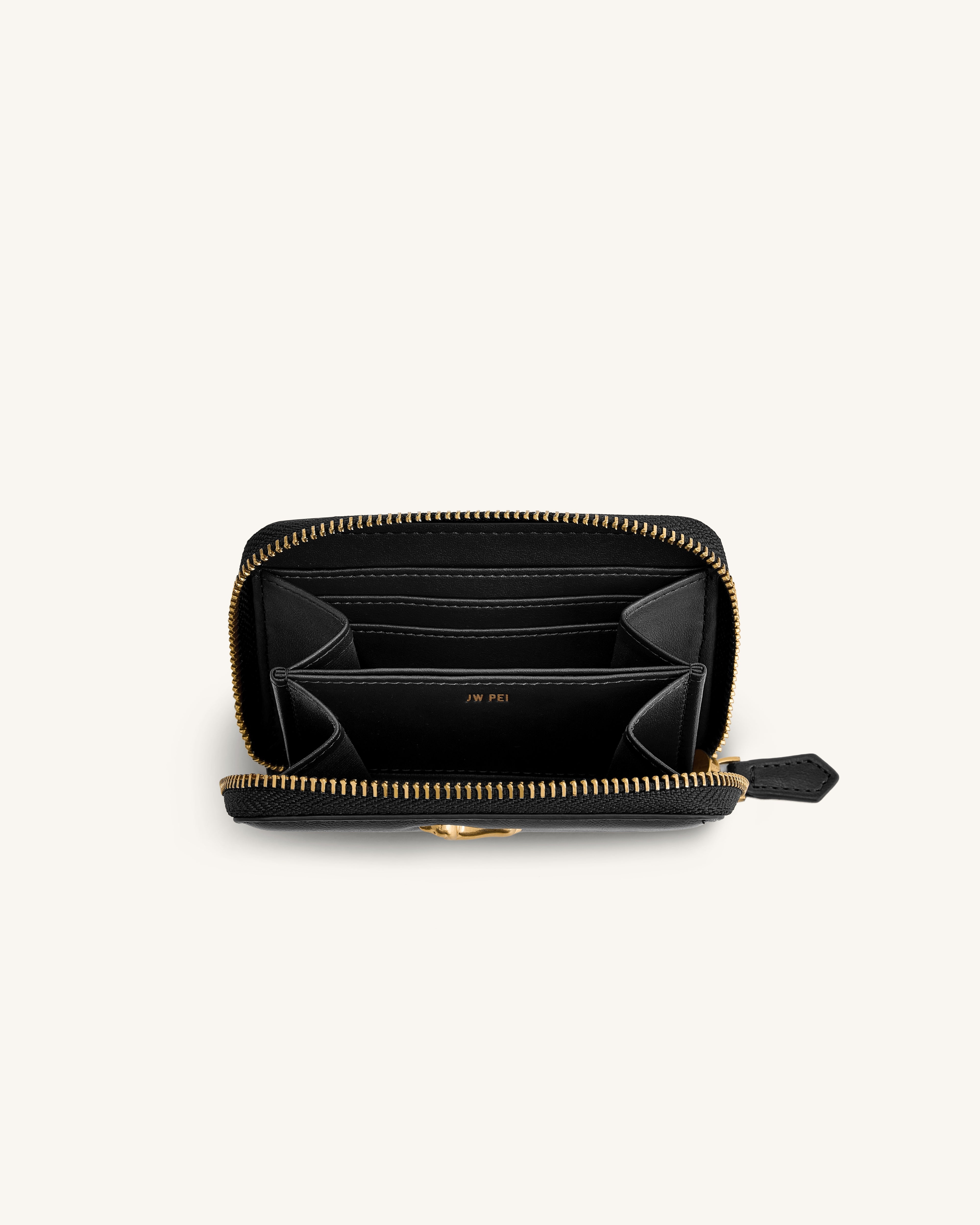 Maeve Dachshund Metal Emblem Zip Wallet - Black