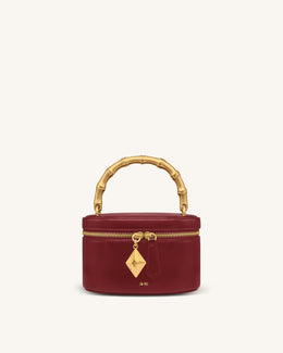 Natalie Metal Geometric Pendant Handle Bag - Burgundy
