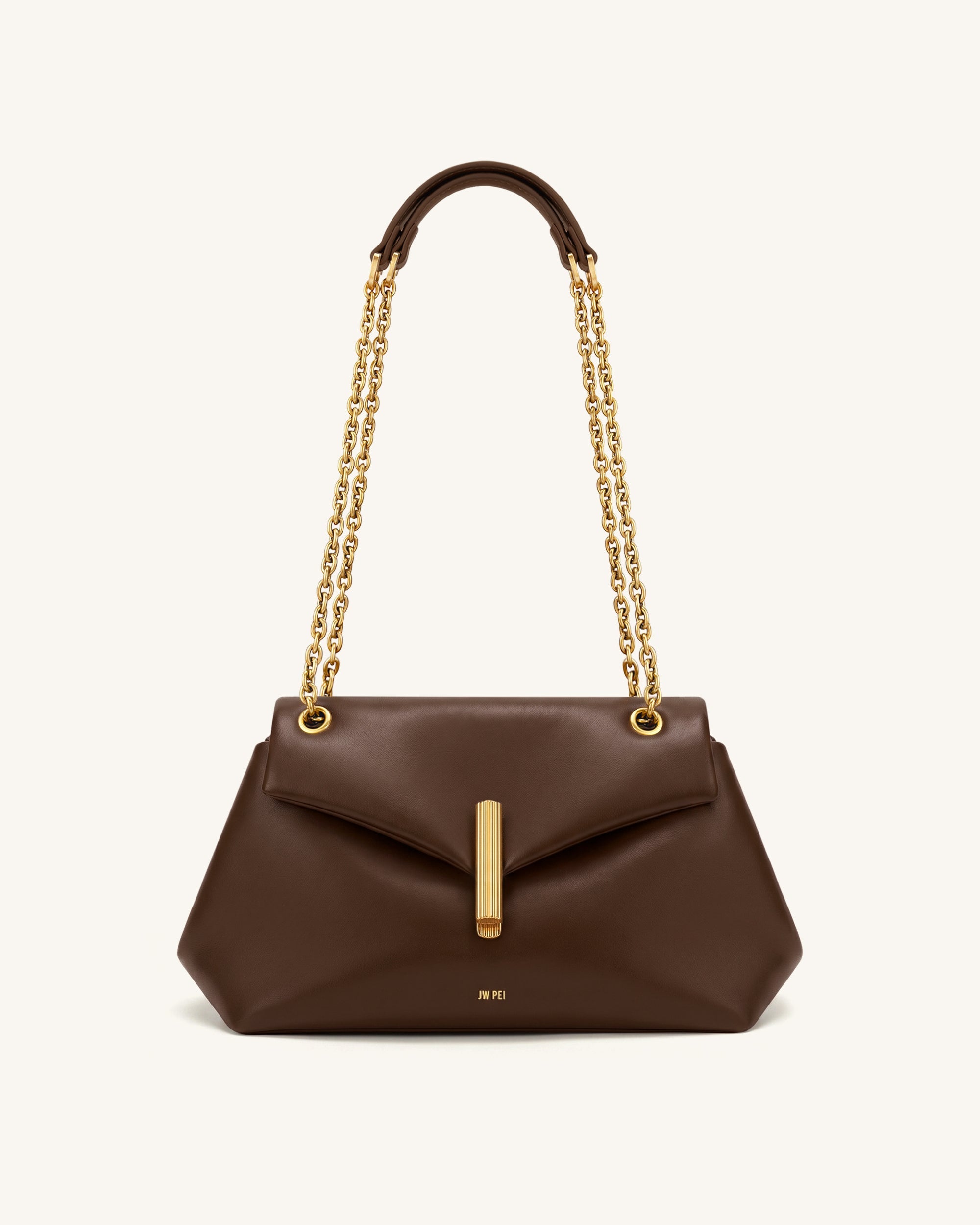 Valerie Chain Flap Shoulder Bag - Dark Brown