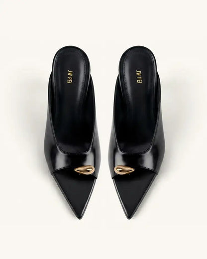 Noemi Pointed-Toe Mule Heels - Black