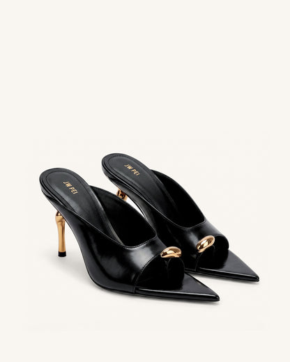 Noemi Pointed-Toe Mule Heels - Burgundy