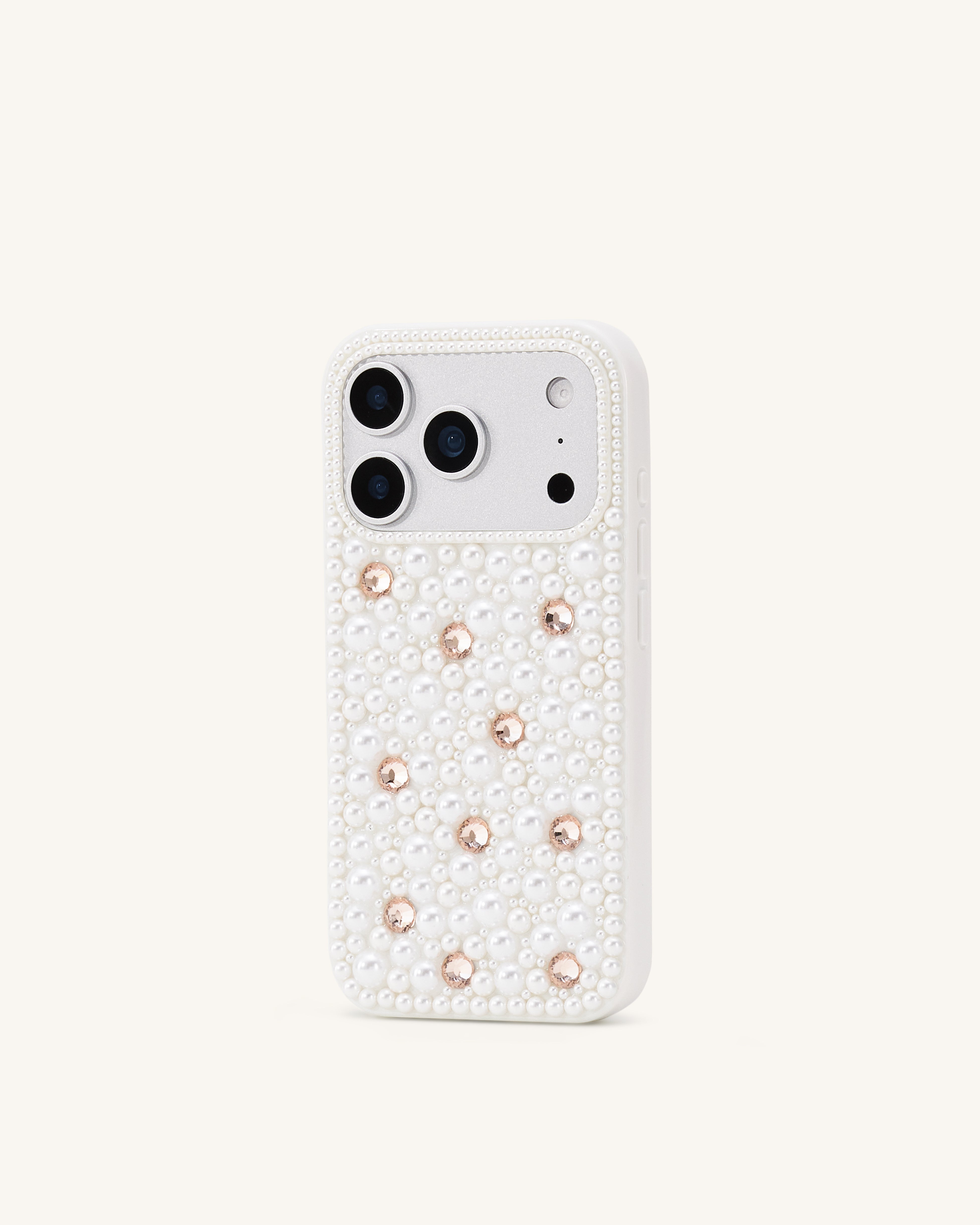 Pearl Embellished Phone Case - White