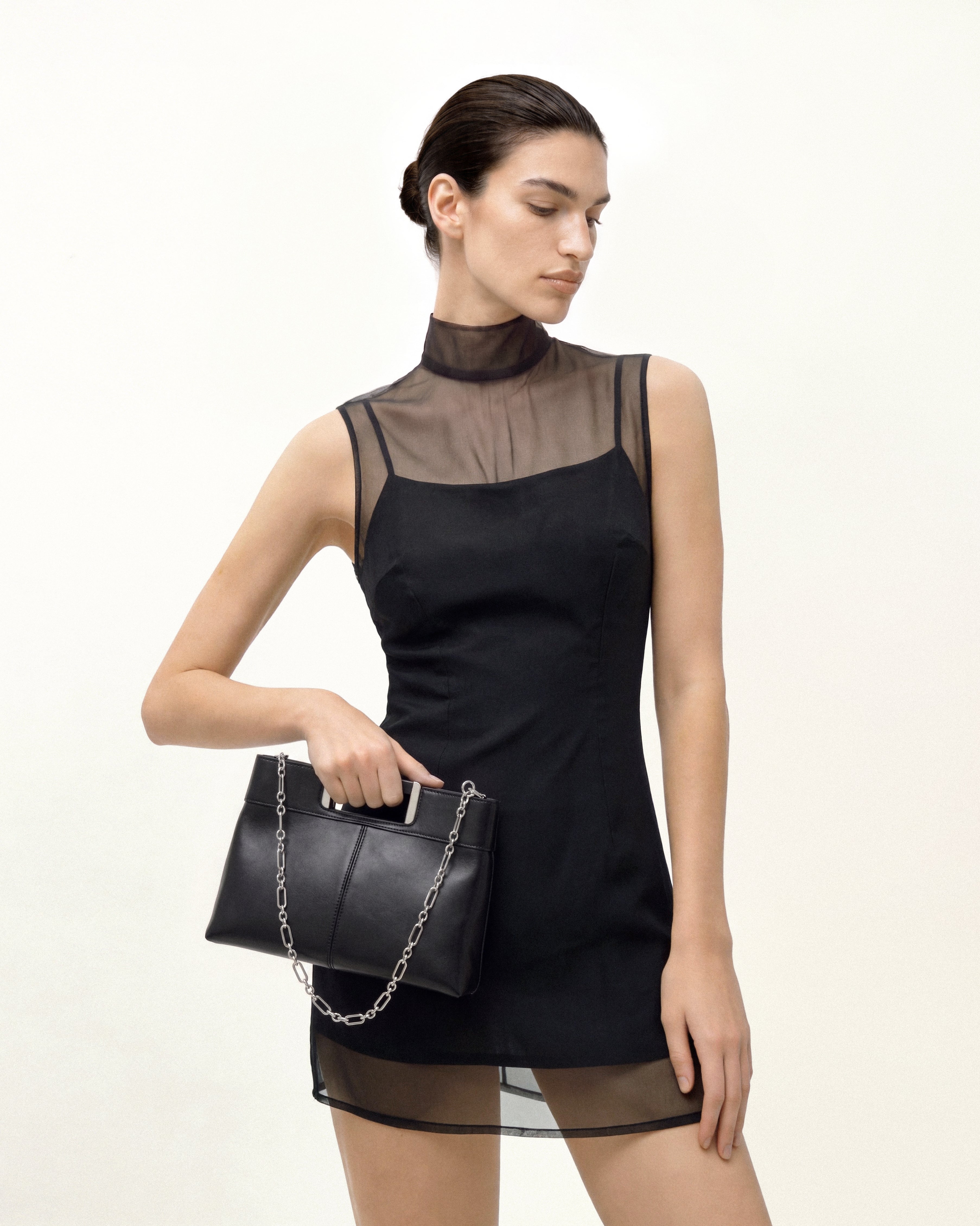 Elodie Chain Handle Top Handle Bag - Black