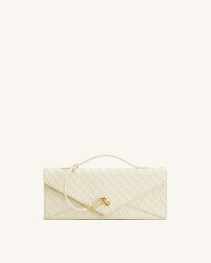 Celeste Woven Textured Envelope Top Handle Bag - Ivory