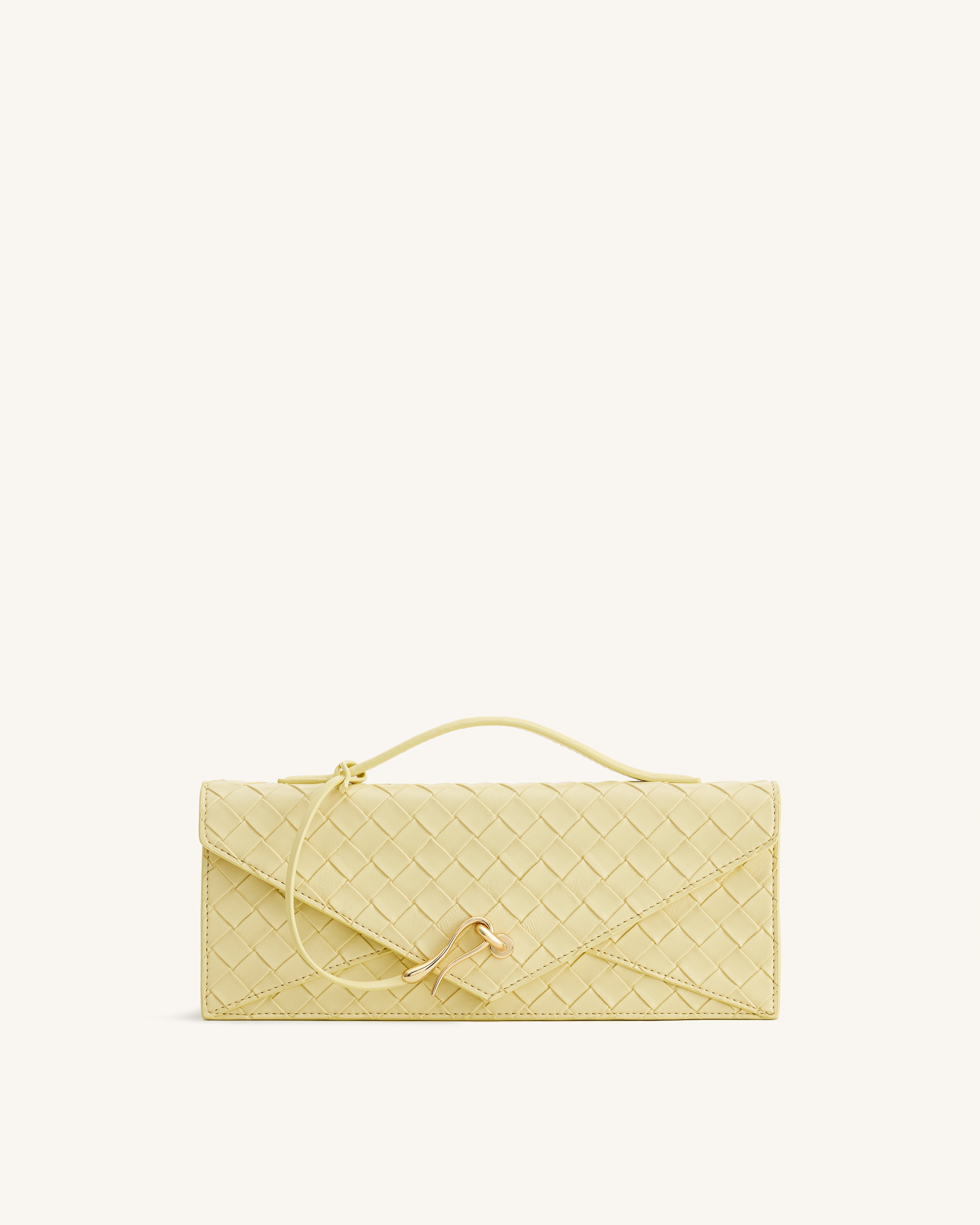 Celeste Woven Textured Envelope Top Handle Bag - Yellow