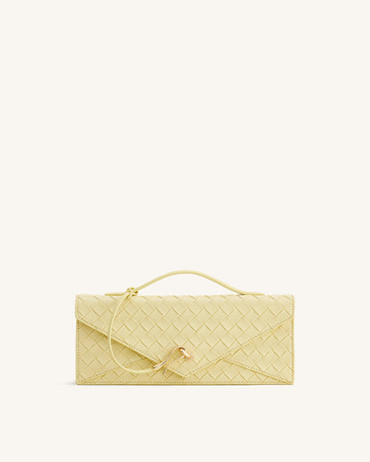 Celeste Woven Textured Envelope Top Handle Bag - Yellow