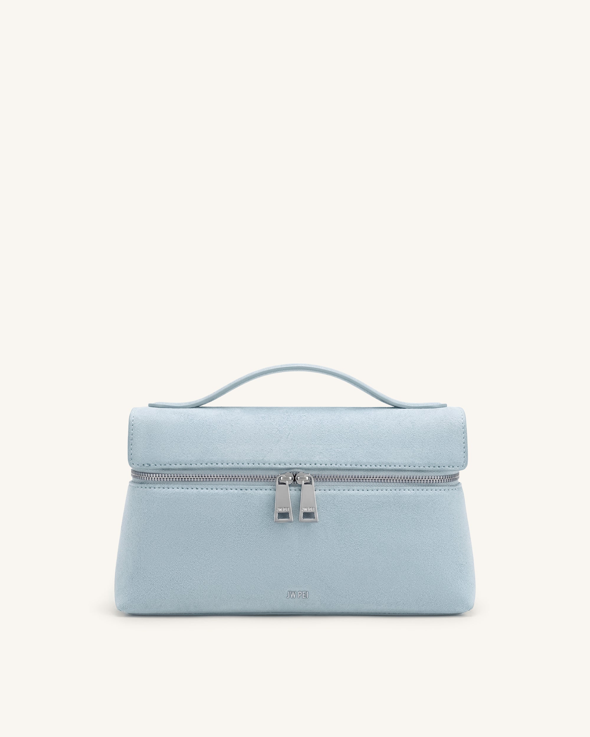 Thea Faux Suede Top Handle Bag - Light Blue