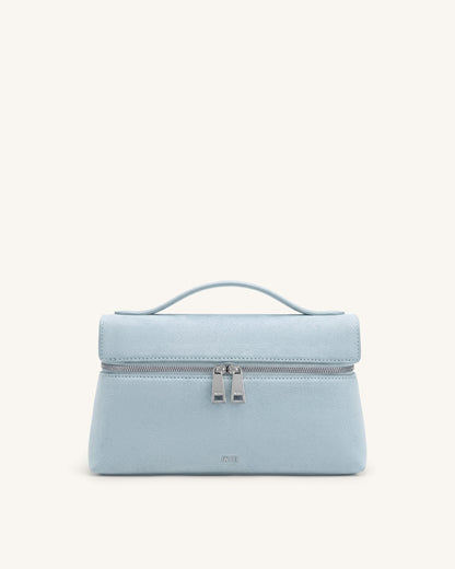 Thea Faux Suede Top Handle Bag - Light Blue