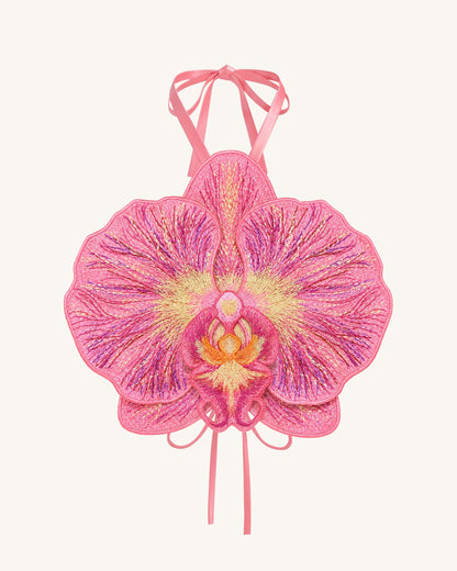 3D Orchid Halter Crop Top - Pink