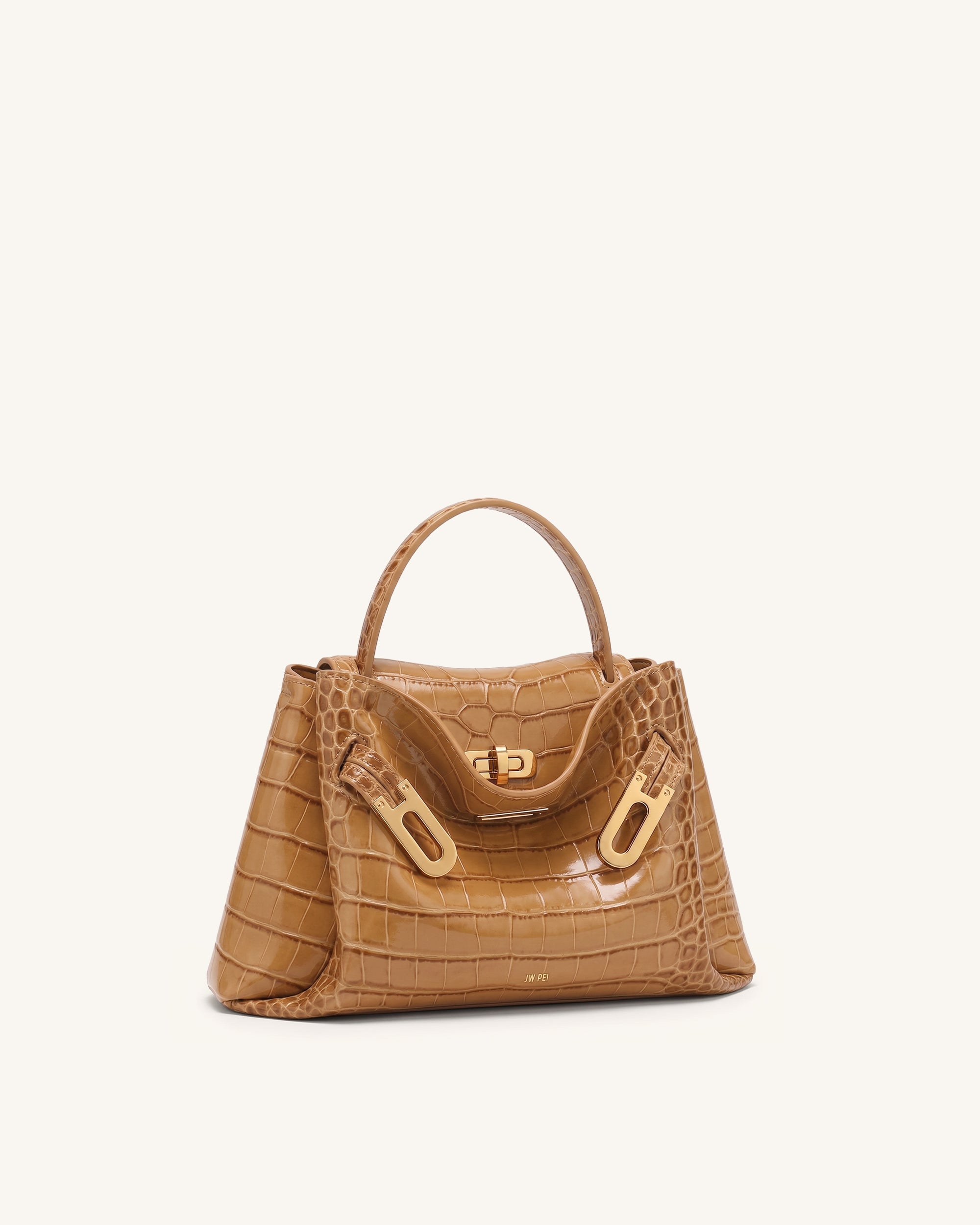 Rhea Small Double Buckle Shoulder Bag - Grey Croc