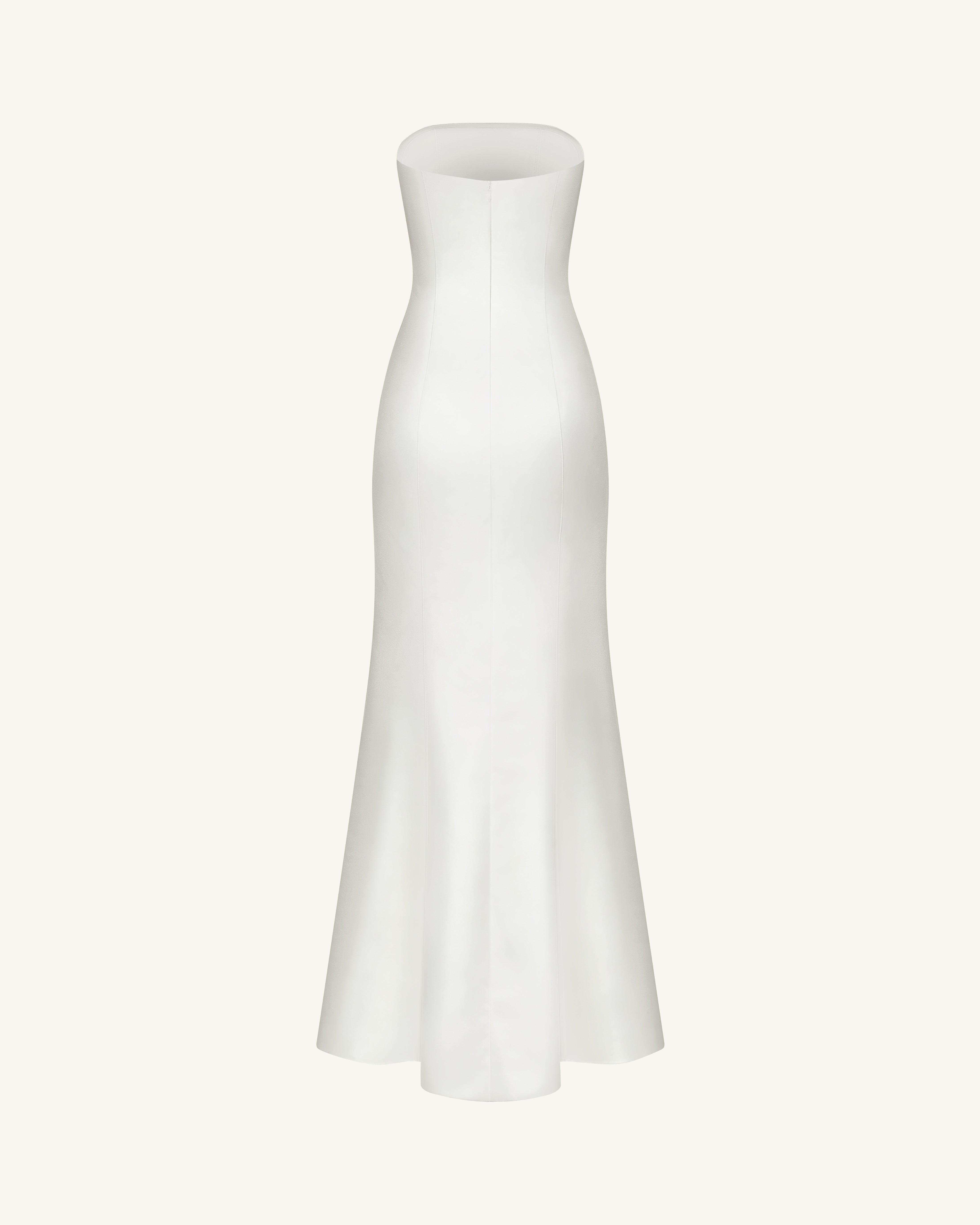 Strapless Floral Polyester Dress - White