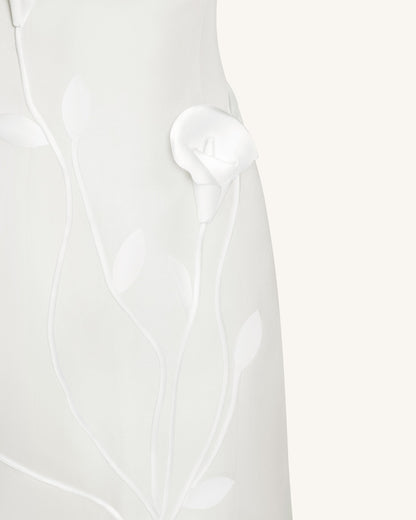 Strapless Floral Polyester Dress - White