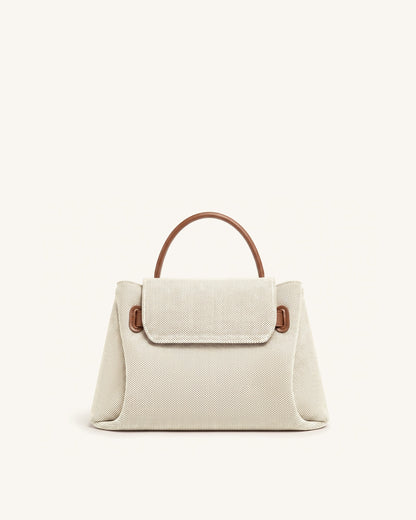 Rhea Small Double Buckle Shoulder Bag - White Croc