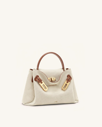 Rhea Small Double Buckle Shoulder Bag - White Croc
