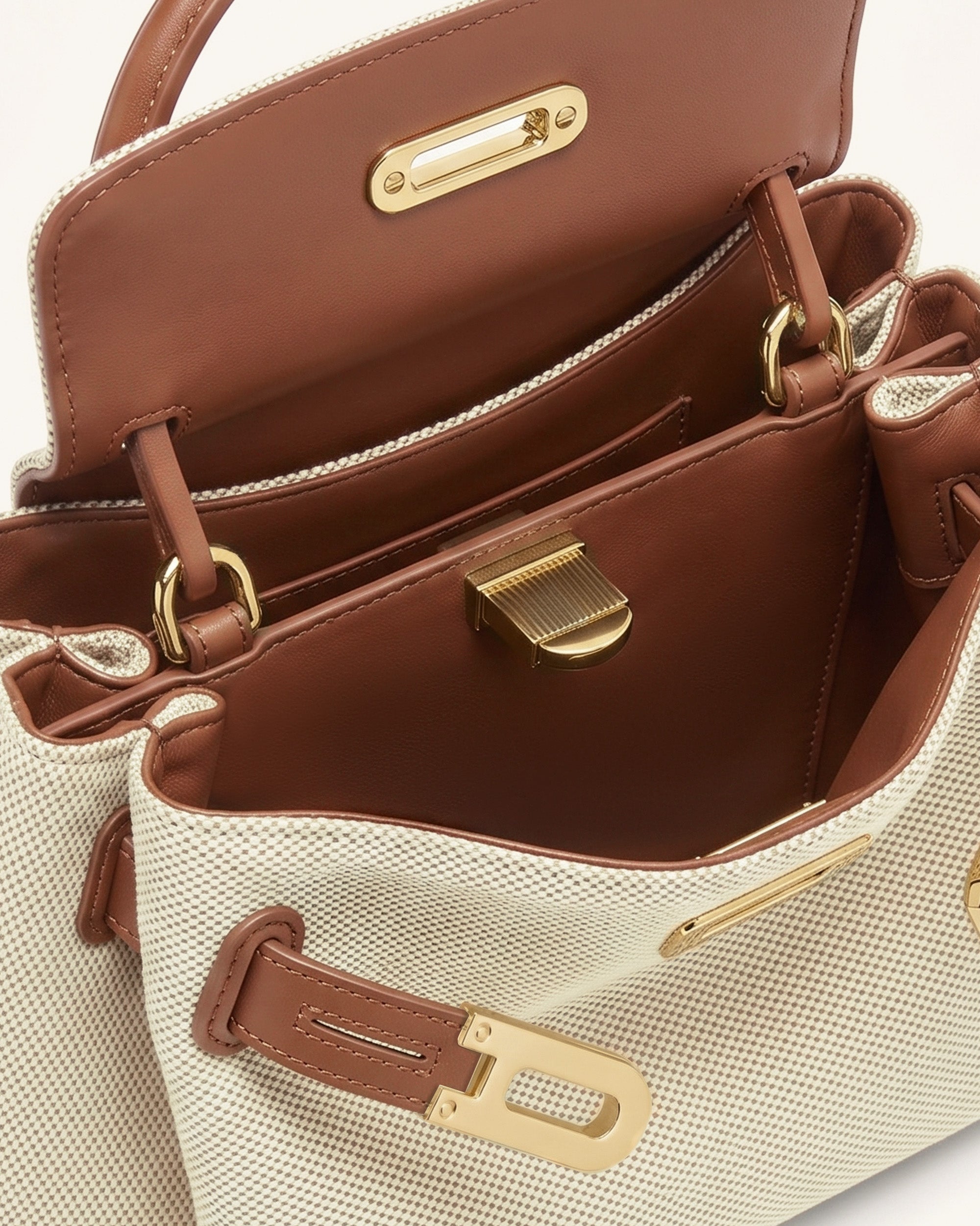 Rhea Small Double Buckle Shoulder Bag - White Croc