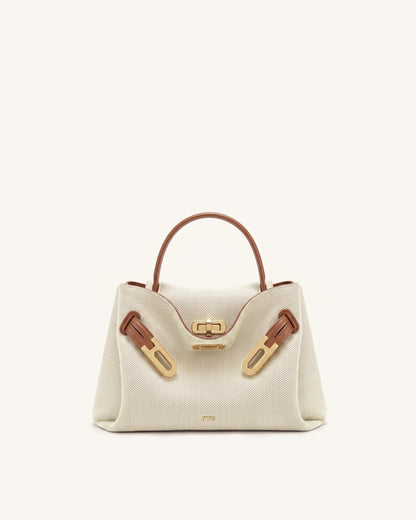 Rhea Small Double Buckle Shoulder Bag - White Croc