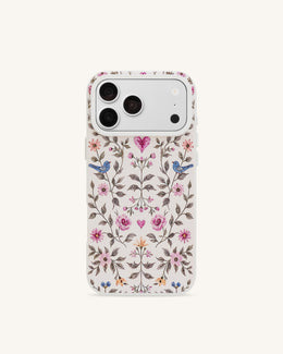 Vintage Romance Floral Bird Phone Case - White