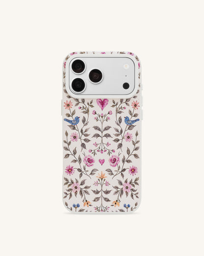 Vintage Romance Floral Bird Phone Case - White