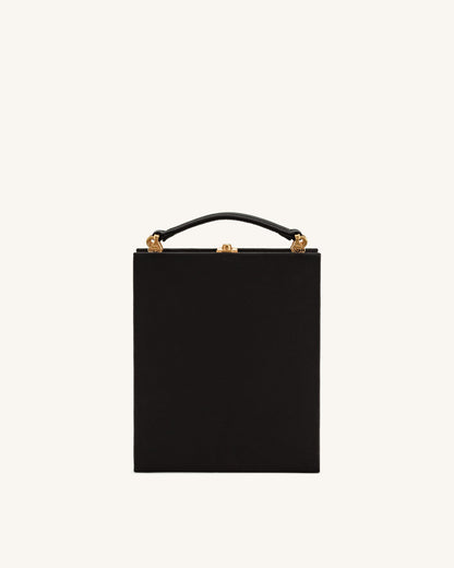 Taya Orchid Motif Book Shape Clutch Bag - Black