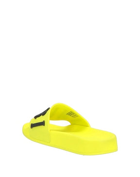 Amiri Neon Yellow Slides with Bold Logo